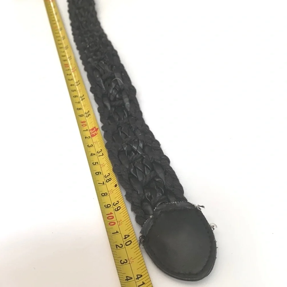 BoHo Black‎ woven belt with jeweled buckle